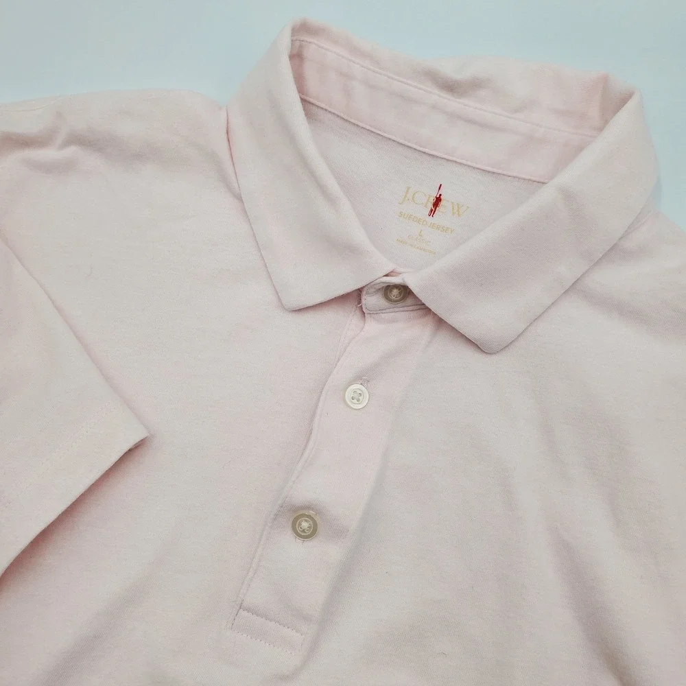 J.Crew Oarsman  Polo Shirt Classic Fit Light Pink Large Short Sleeve